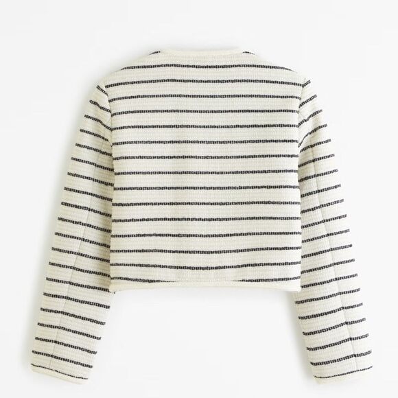 NEW Abercrombie And Fitch Collarless Tweed Jacket - Picture 3 of 8